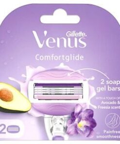 Gillette Venus Comfortglide Hair Removal Razor Blades/Refills/Cartridges | 2 Pcs | for Women | (Avocado Oils & Freesia scent soap gel bars)