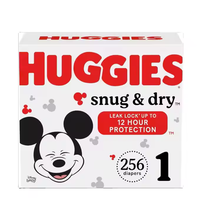 Huggies Snug & Dry Newborn Diapers Size 1 (8-14 lbs) 256 Count Disposable Cotton Baby Nappy Pants Wholesale XXL Pad