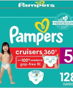Pampers Cruisers 360 Diapers - Size 5, One Month Supply (128 Count), Pull-On Disposable Baby Diapers, Gap-Free Fit
