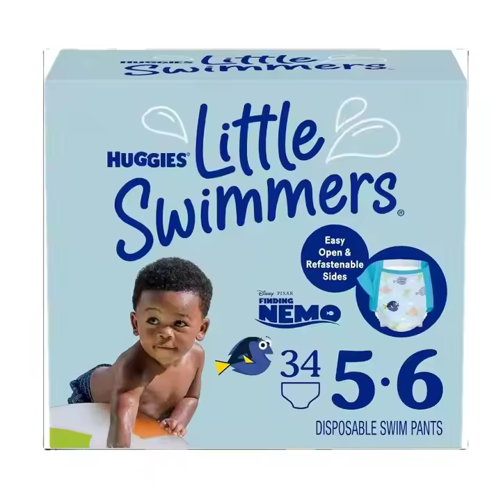 Huggies Little Swimmers Disposable Swim Diapers, Size 5-6 (32+ lbs), 34 Ct