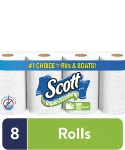 Scott Rapid-Dissolving Toilet Paper, 8 Regular Rolls