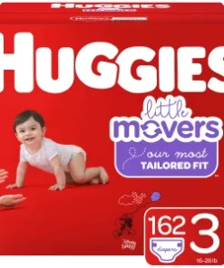 Huggies Little Movers Baby Diapers, Size 3, 162 Ct, One Month Supply