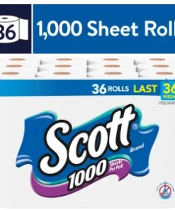 Scott 1,000 Toilet Paper, 36 Rolls, 1,000 Sheets per Roll